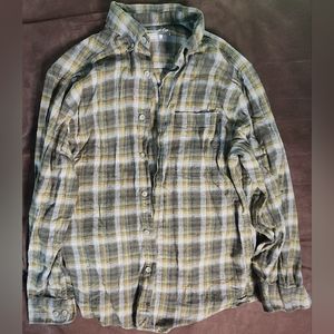 Long sleeves shirt/men/green-white